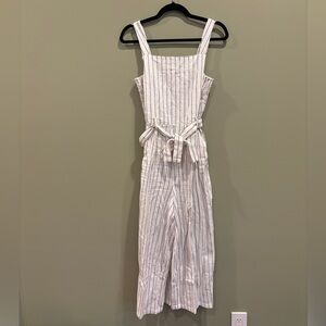 White and gray striped jumpsuit
